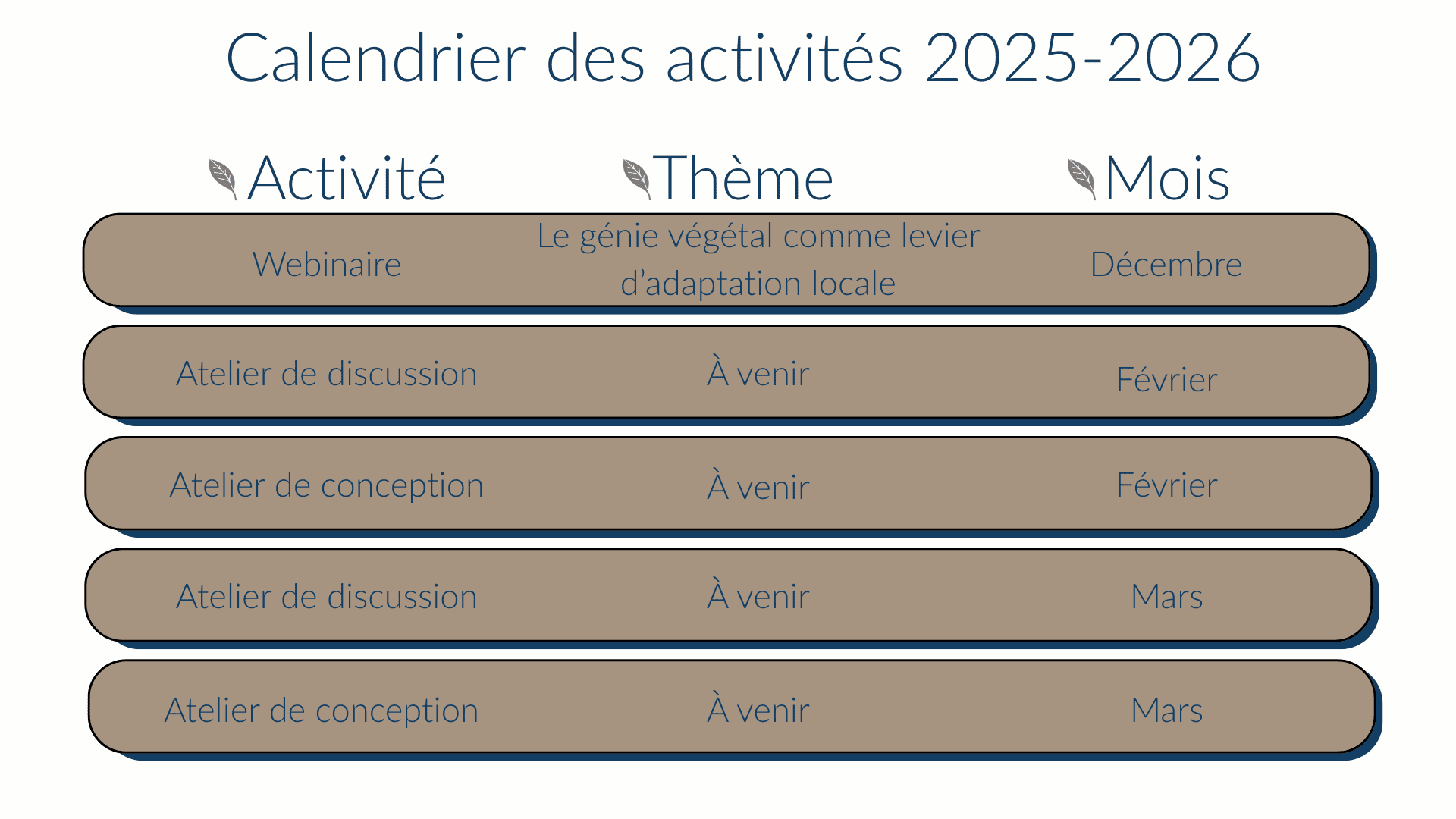 Calendrier avec 2025-2026 EPA