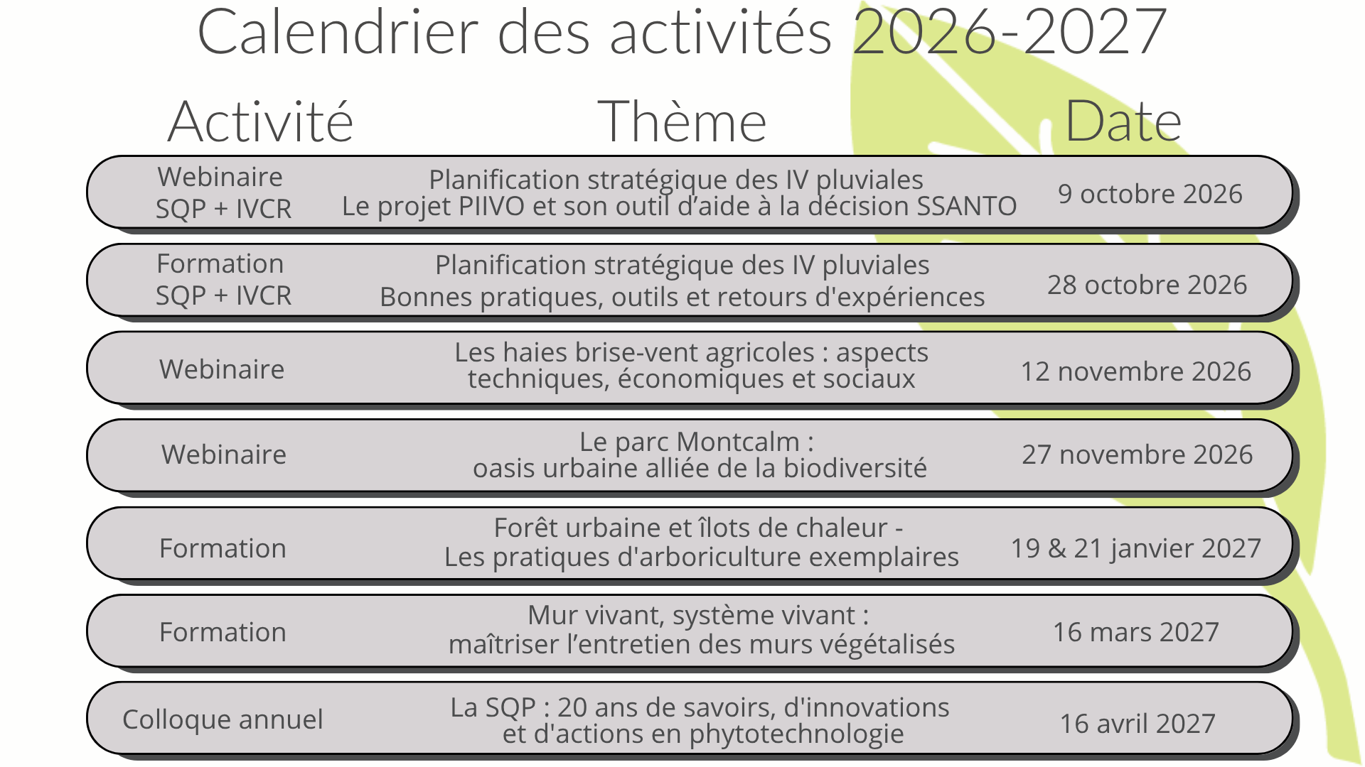 2026-2027 - Calendrier